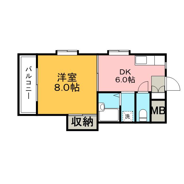 シャトレ今町(1DK/5階)の間取り写真