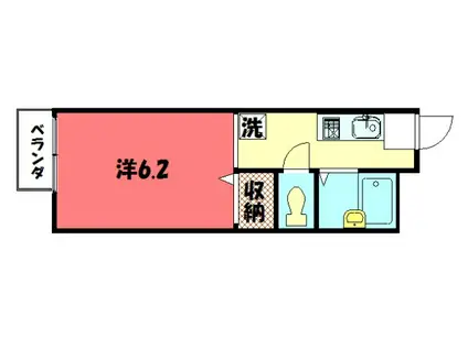 グリーンキャンパス北白川(1K/2階)の間取り写真