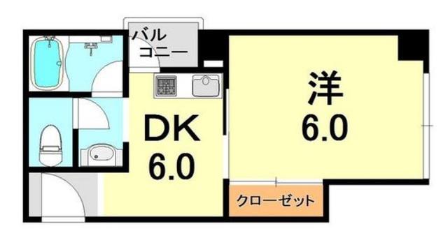 丸山ビル(1DK/7階)の間取り写真