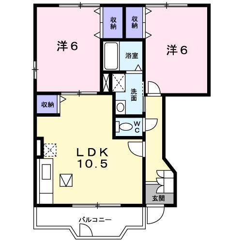プリムヴェール(2LDK/1階)の間取り写真