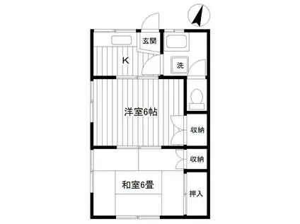 グリーンコーポB(2K/2階)の間取り写真