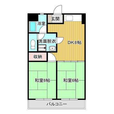 ミカドハイツ(2DK/2階)の間取り写真