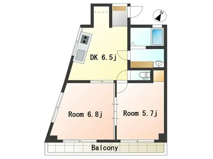 リナス恋ヶ窪(2DK/4階)の間取り写真