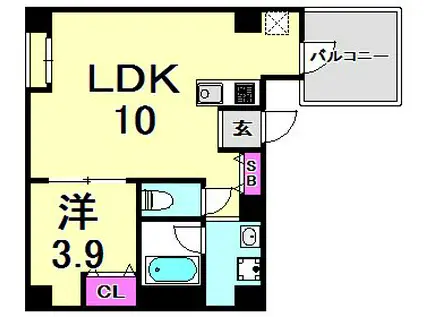 SDグランツ神戸西元町(1LDK/5階)の間取り写真