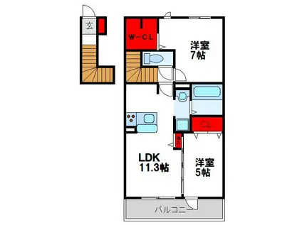 TAISHOKANXVI(2LDK/2階)の間取り写真