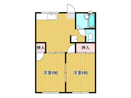 サザンハイツB(2DK/1階)の間取り写真