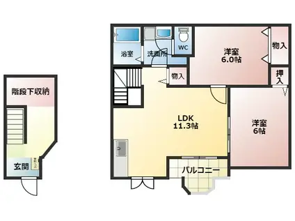 アクロスI(2LDK/2階)の間取り写真