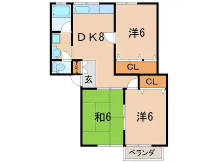 パレス アザレア(3DK/2階)の間取り写真