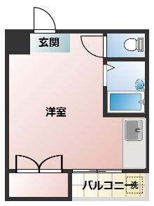 ニューハイツ桜PART II(ワンルーム/2階)の間取り写真