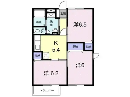プリムローズ A(3K/2階)の間取り写真