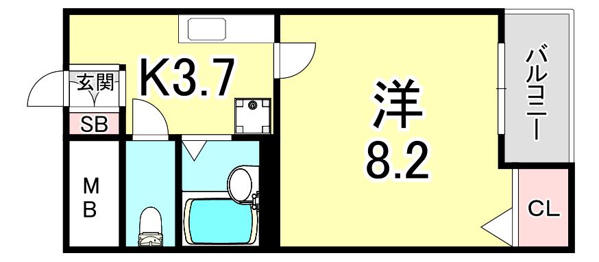 コンフォート宮本町(1K/2階)の間取り写真