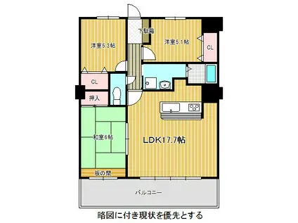 シャーウッド明徳公園(3LDK/3階)の間取り写真