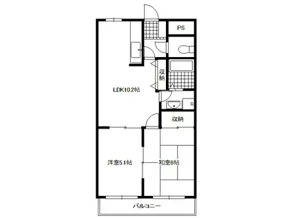 パレスコートマスダII(2LDK/1階)の間取り写真