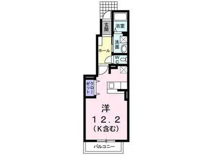 ブルックリンハイツC(ワンルーム/1階)の間取り写真