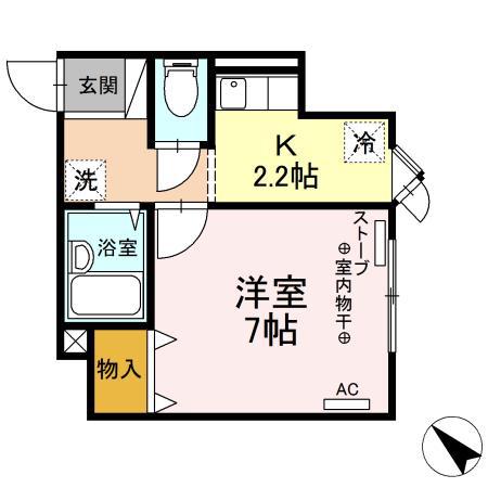 メイユール八甲田(1K/1階)の間取り写真