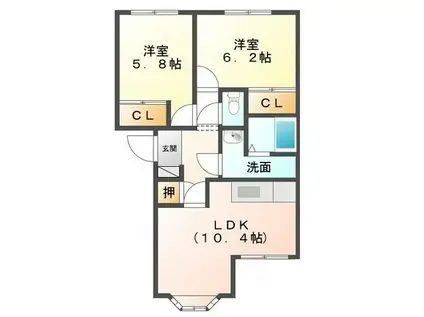 グランドソレーユ(2LDK/1階)の間取り写真