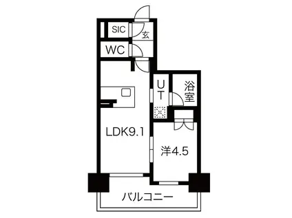 SK RESIDENCES SHINSAIBASHI(1LDK/12階)の間取り写真