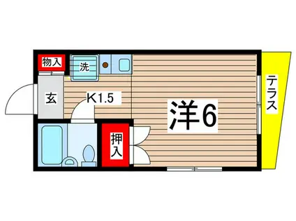 セイシェル(1K/1階)の間取り写真