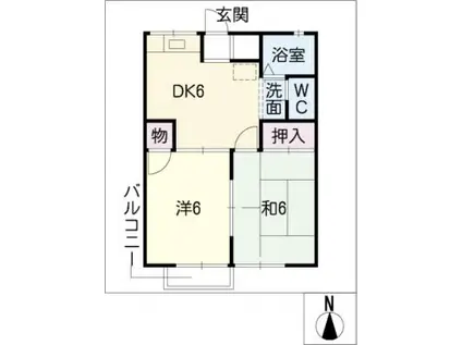 ロイヤルエイト(2DK/1階)の間取り写真