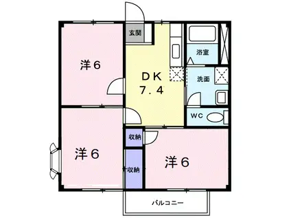 サンハイツハヤシII(3DK/2階)の間取り写真