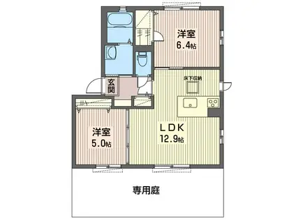 エスポアメゾンB(2LDK/1階)の間取り写真