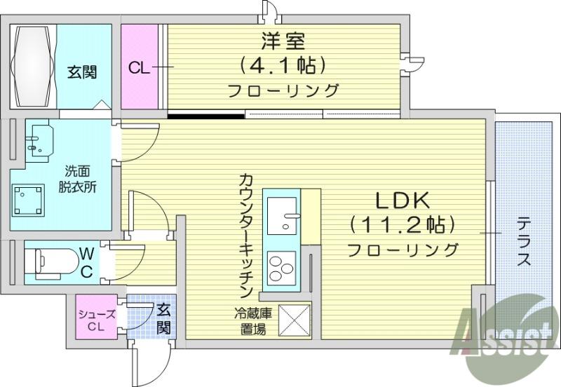 D-ROOM荒井一丁目(1LDK/1階)の間取り写真