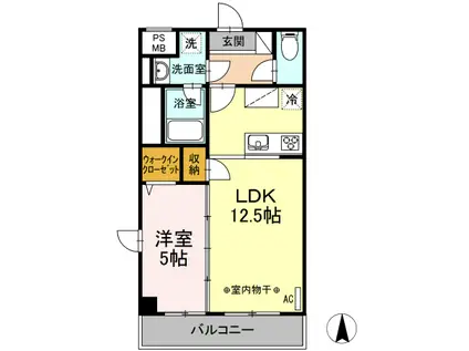 TERRACE WELLNESS(1LDK/3階)の間取り写真