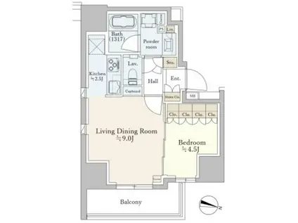 パークホームズ本郷東大前(1LDK/6階)の間取り写真