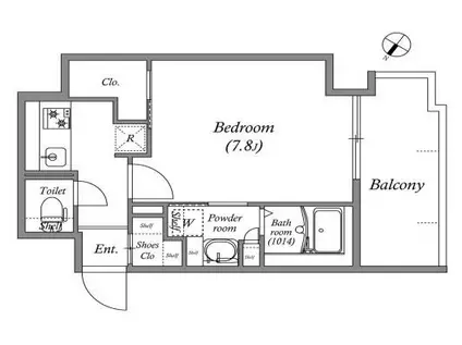 ジェノヴィア神戸湊川公園(1K/13階)の間取り写真