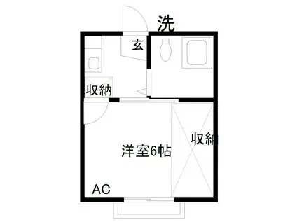 第一パークハイツ(1K/2階)の間取り写真