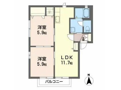 ルミエール III(2LDK/2階)の間取り写真