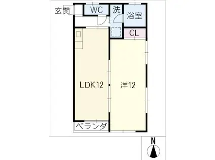 朝日堂コーポ(1LDK/2階)の間取り写真