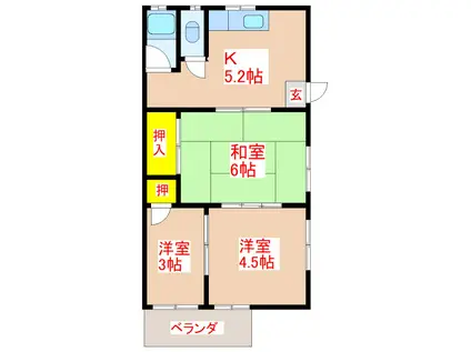 増田アパート(3K/1階)の間取り写真