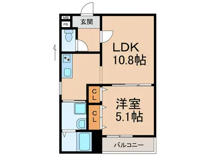 フジパレス北新金屋丁(1LDK/1階)の間取り写真