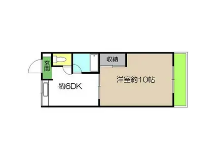 ロイヤル薊野(1K/2階)の間取り写真