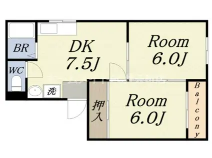 コーポ岩橋(2DK/3階)の間取り写真
