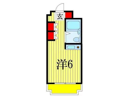 ハートハウス原木中山(ワンルーム/2階)の間取り写真