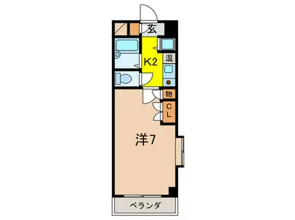 クレール仁川(1K/4階)の間取り写真