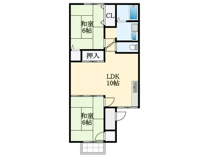 シャトードイワネE号館(2LDK/2階)の間取り写真