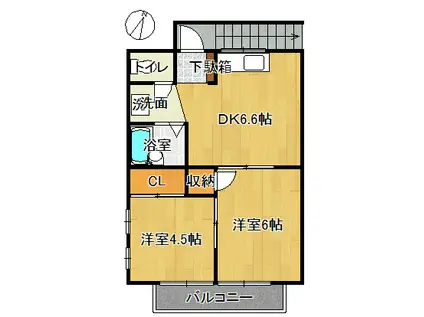 エステート信濃町(2DK/2階)の間取り写真