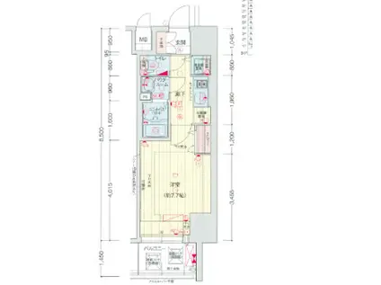 プレサンス三宮フラワーロード(1K/15階)の間取り写真