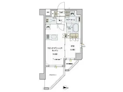 デュオステージ北千住II(1LDK/4階)の間取り写真