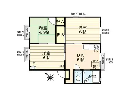 サングレース(3DK/1階)の間取り写真