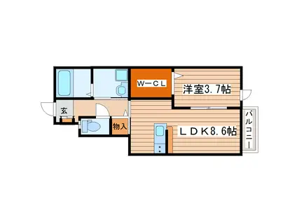 サンプレイス泉中央東(1LDK/1階)の間取り写真