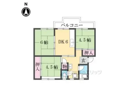 西大寺6号棟(3DK/4階)の間取り写真