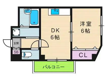 リベルタトム桃が池 II(1DK/3階)の間取り写真