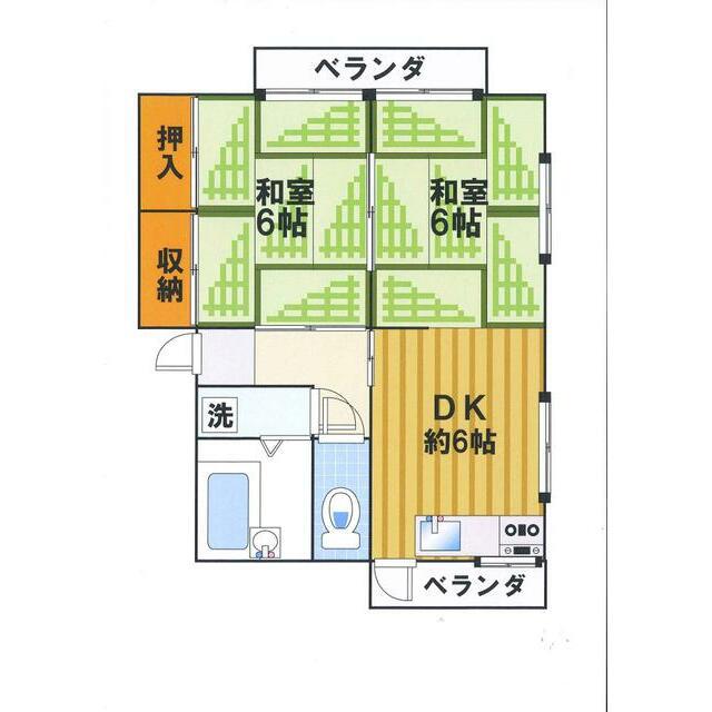 下町屋2312(2DK/1階)の間取り写真