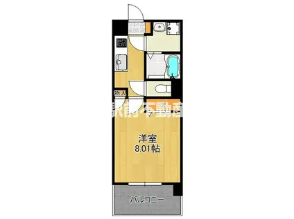 サヴォイ ラ・マリナ ドゥ ハカタ(1K/13階)の間取り写真