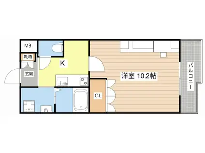 セピアローズII(1K/1階)の間取り写真