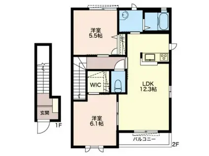 メゾン・ド・ソレイユ(2LDK/2階)の間取り写真